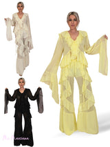 CONJUNTO GASA BLUSA Y PANTALON VOLANTES