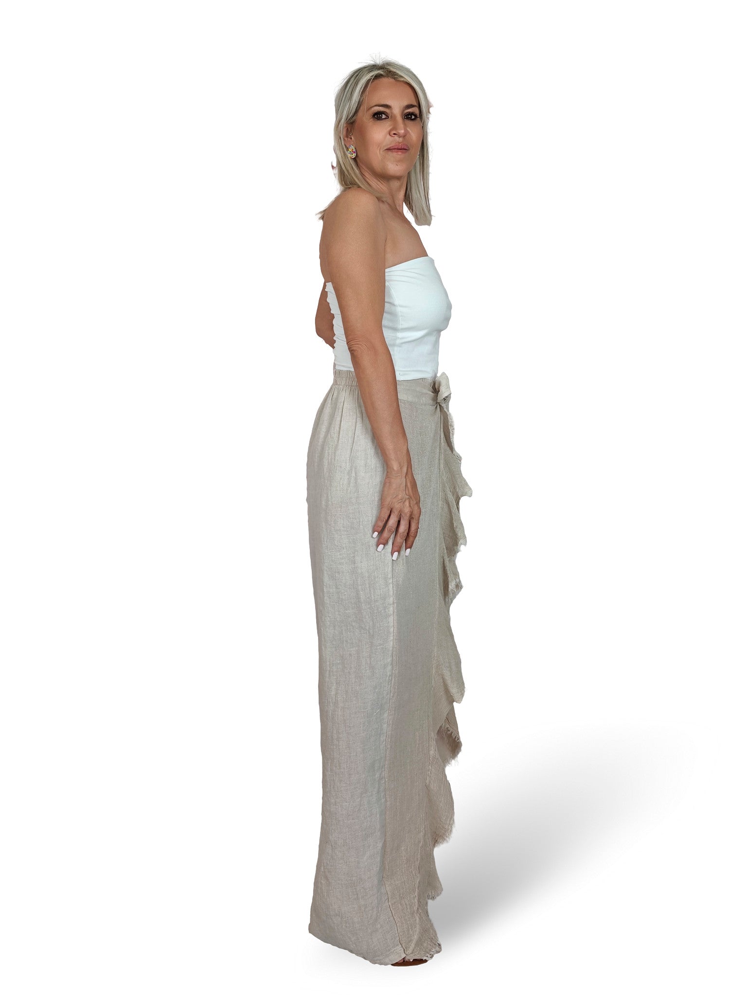 PANTALON CAPA VOLANTES LINO JOT