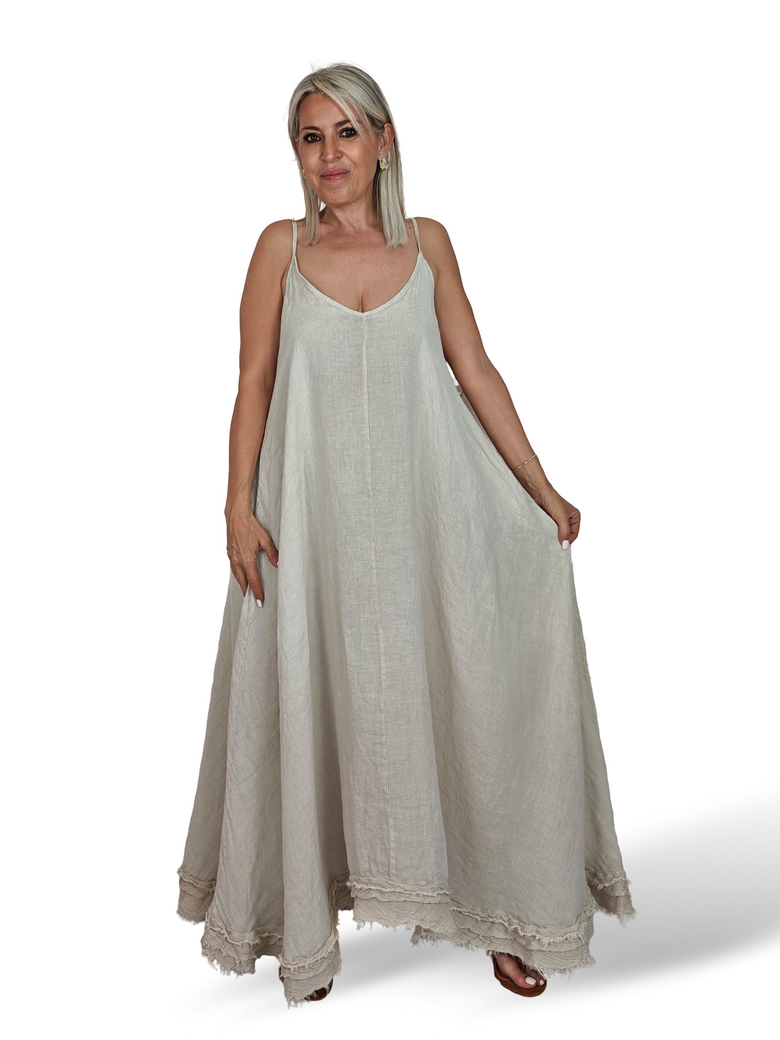VESTIDO LARGO TIRANTES LINO JOT