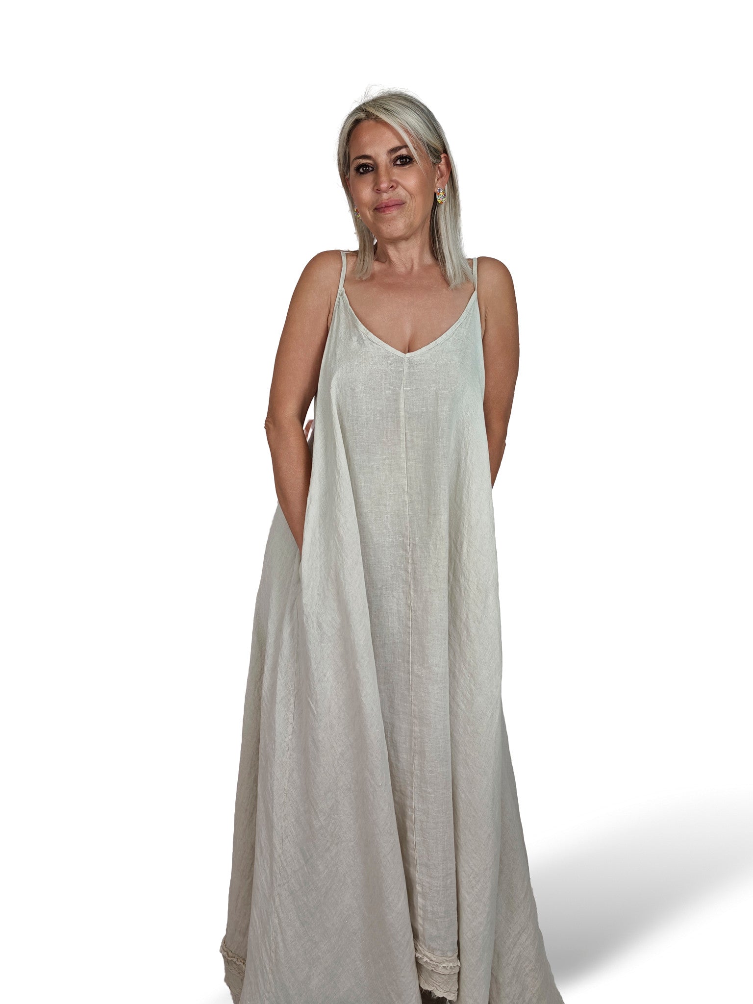 VESTIDO LARGO TIRANTES LINO JOT