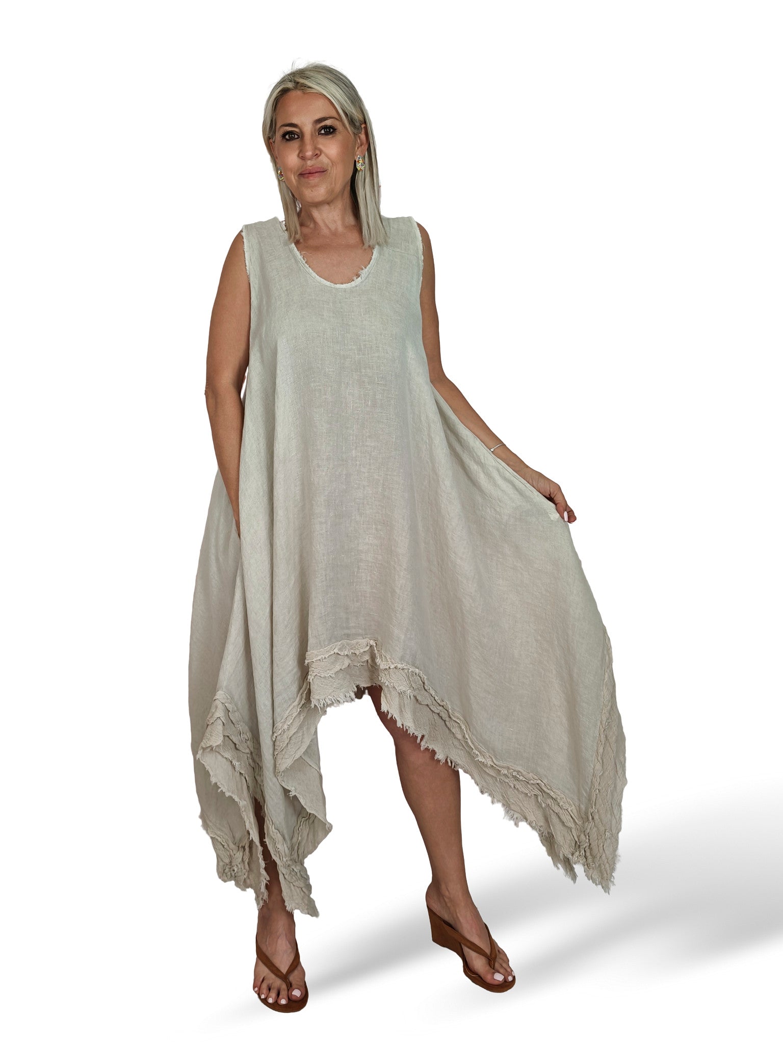 JOT LINEN ASYMMETRISCHES KLEID