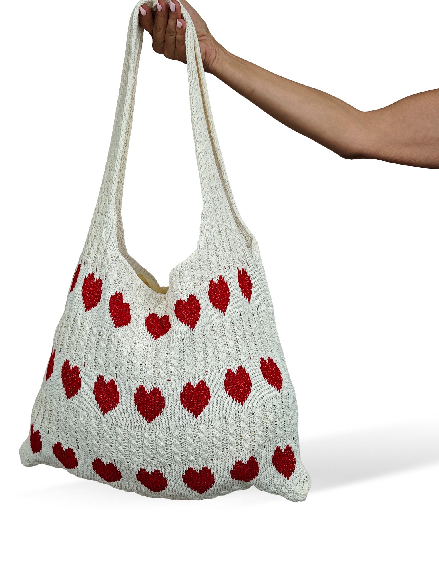 BOLSA EM CROCHÊ COM CORAÇÕES
