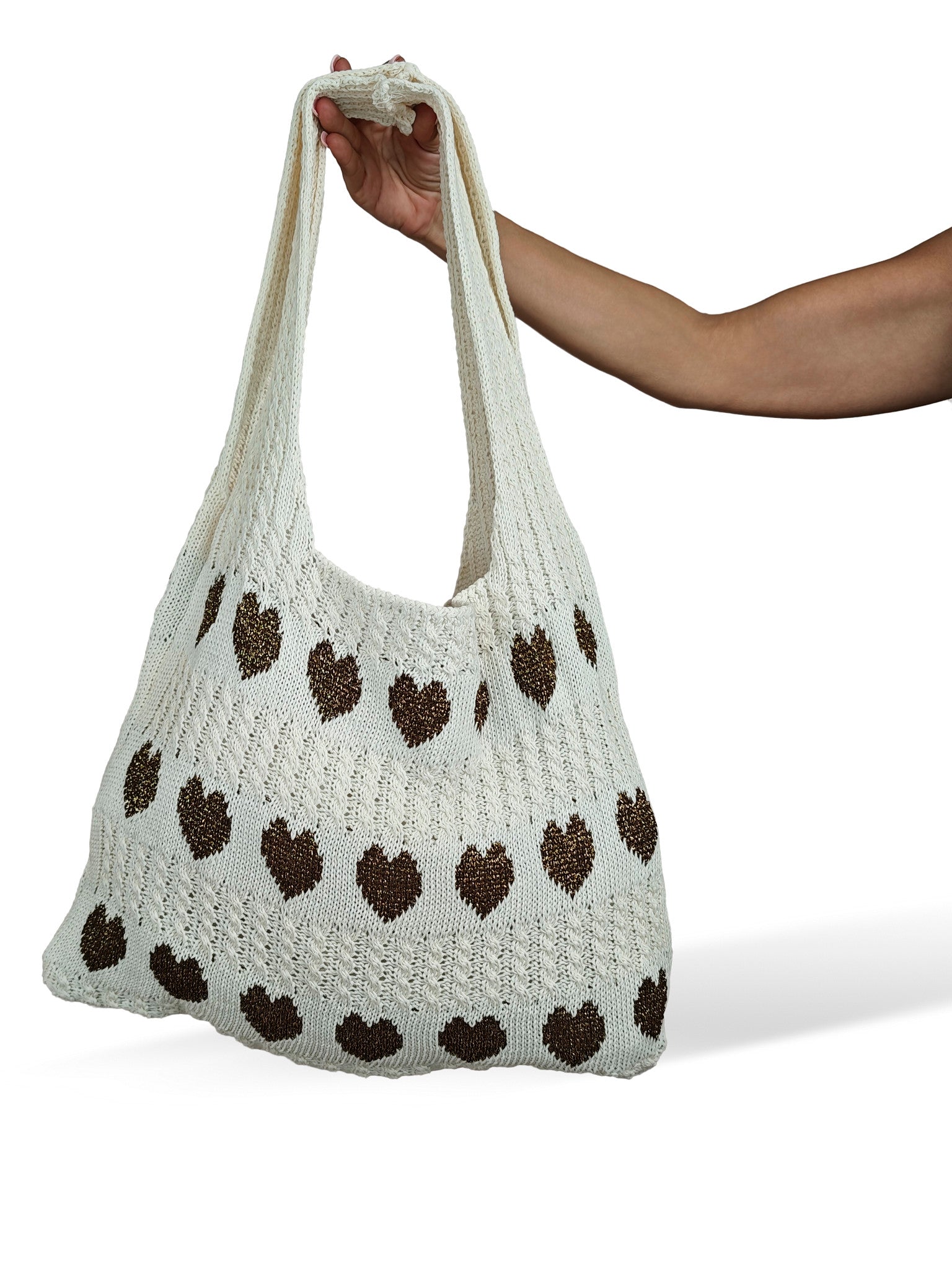 BOLSA EM CROCHÊ COM CORAÇÕES