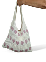 BOLSA EM CROCHÊ COM CORAÇÕES