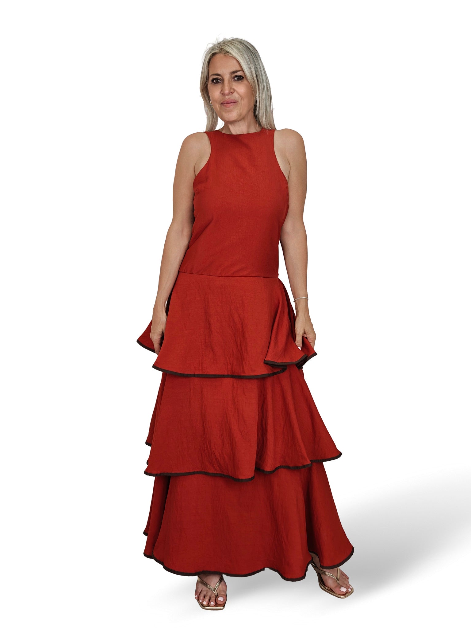 VESTIDO VOLANTES ESPALDA NIDO ABEJA