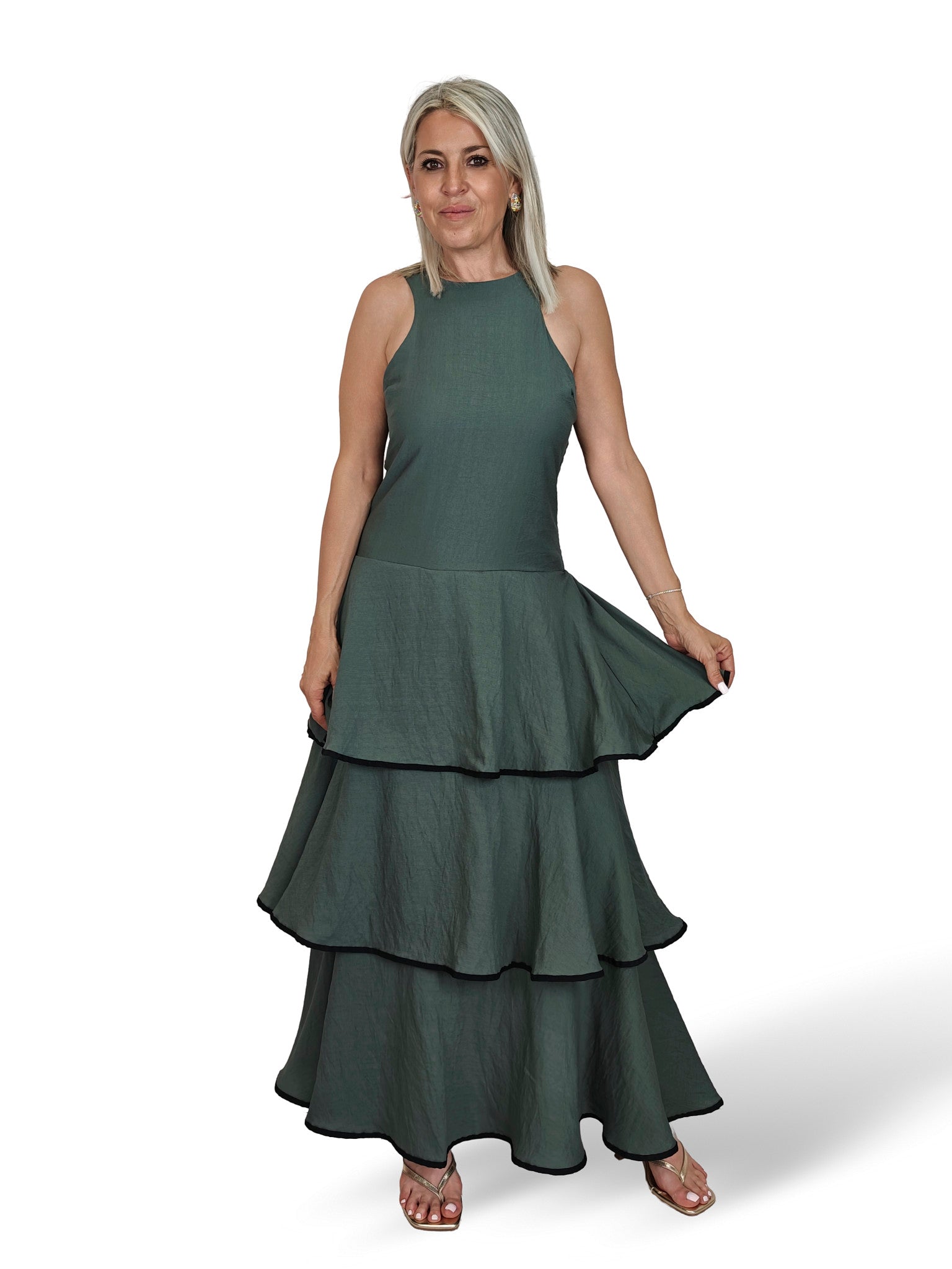 VESTIDO VOLANTES ESPALDA NIDO ABEJA