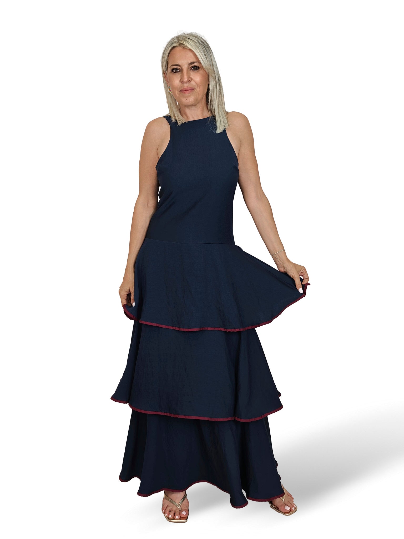 VESTIDO VOLANTES ESPALDA NIDO ABEJA