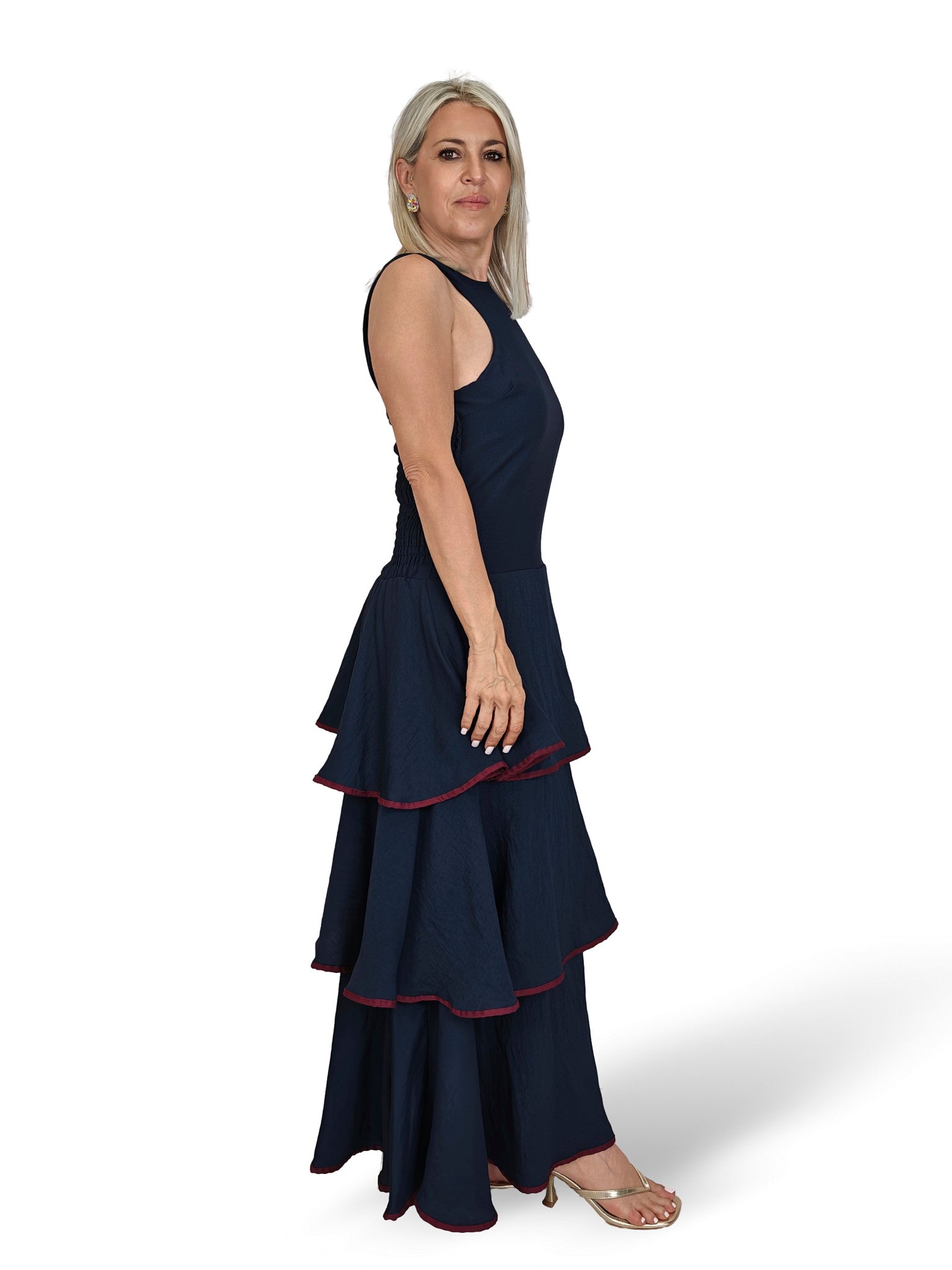 VESTIDO VOLANTES ESPALDA NIDO ABEJA