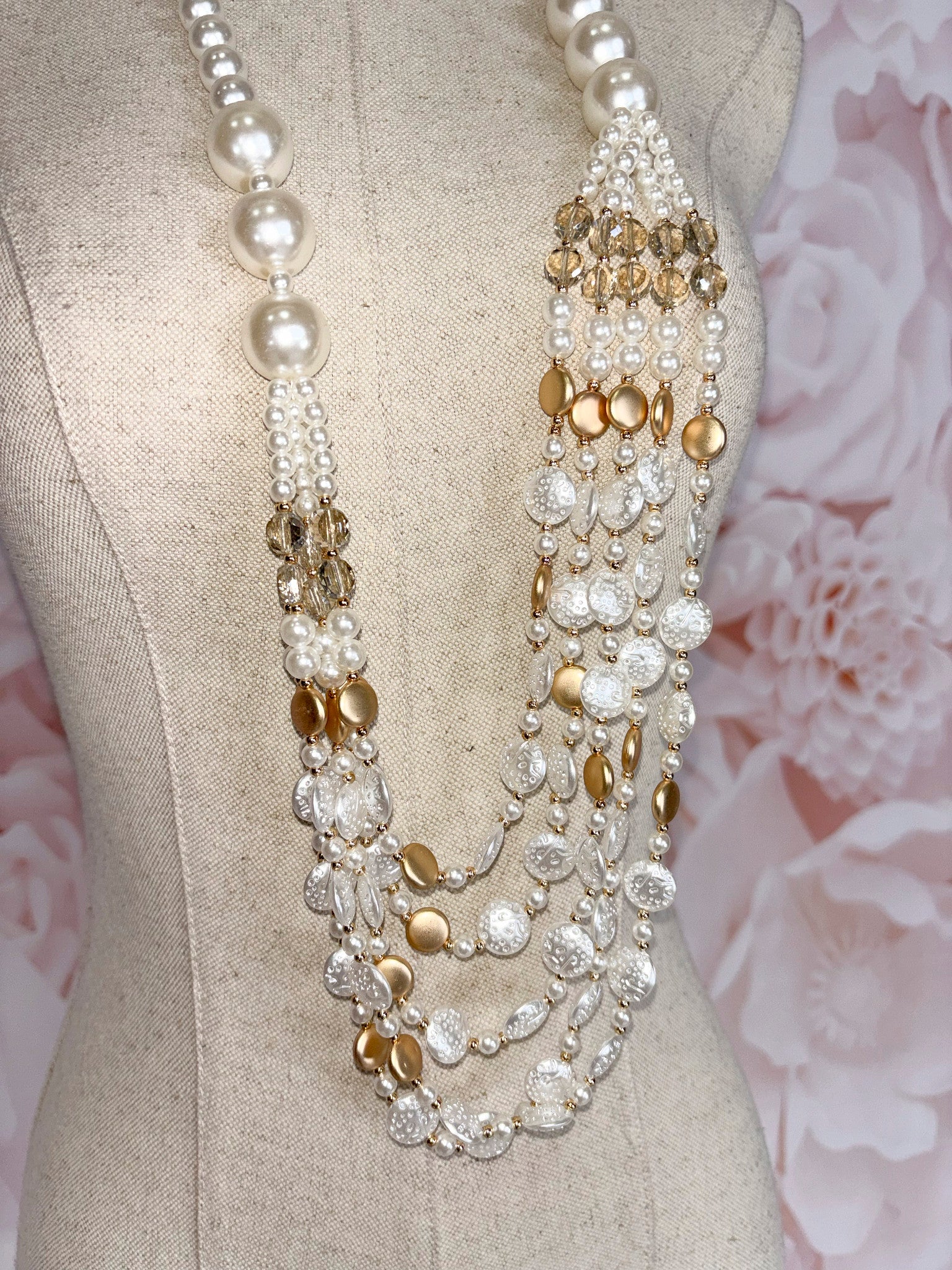 COLLAR PERLA BLANCO Y DORADO