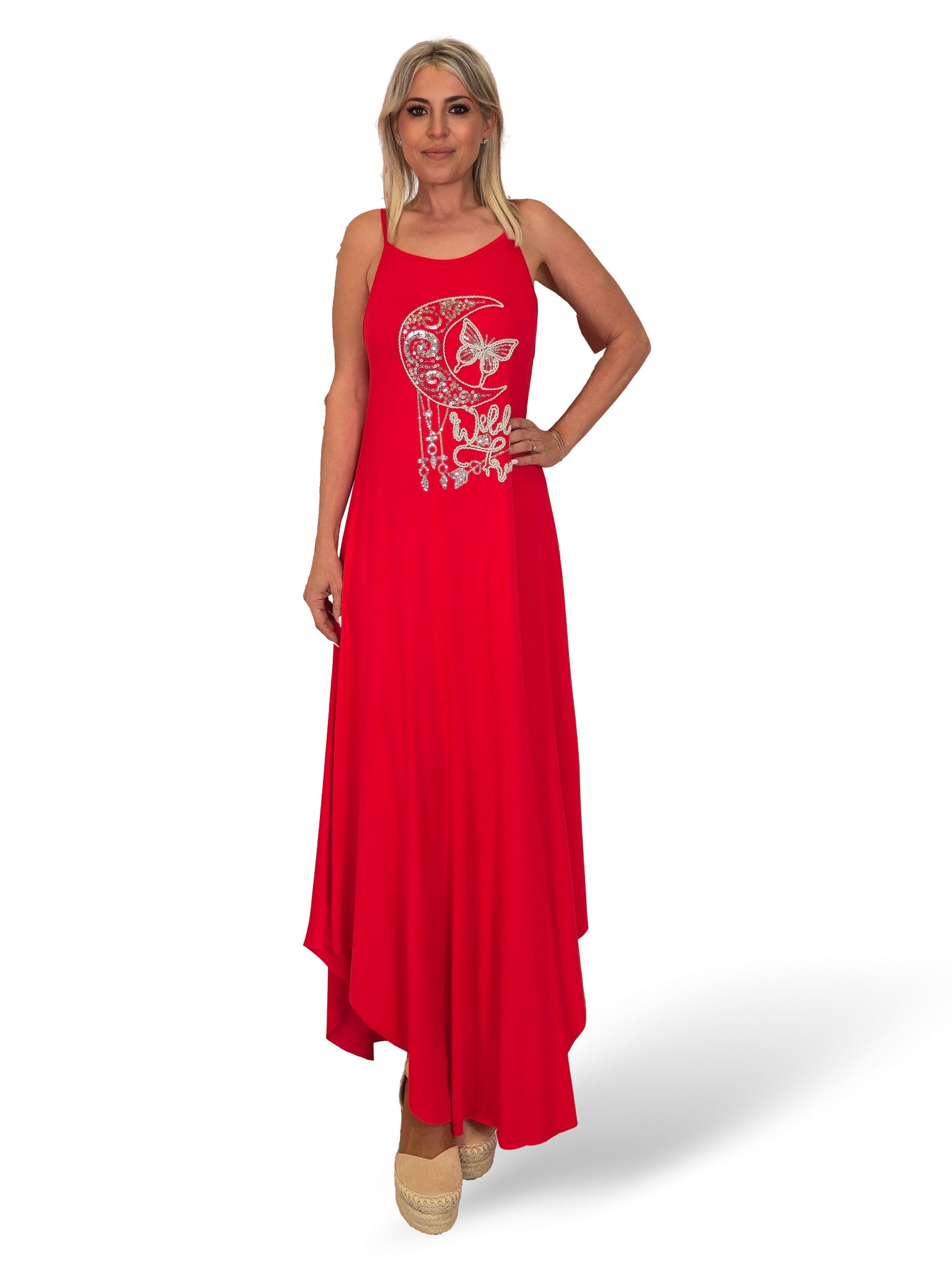 VESTIDO TIRANTES BORDADO LUNA MARIPOSA