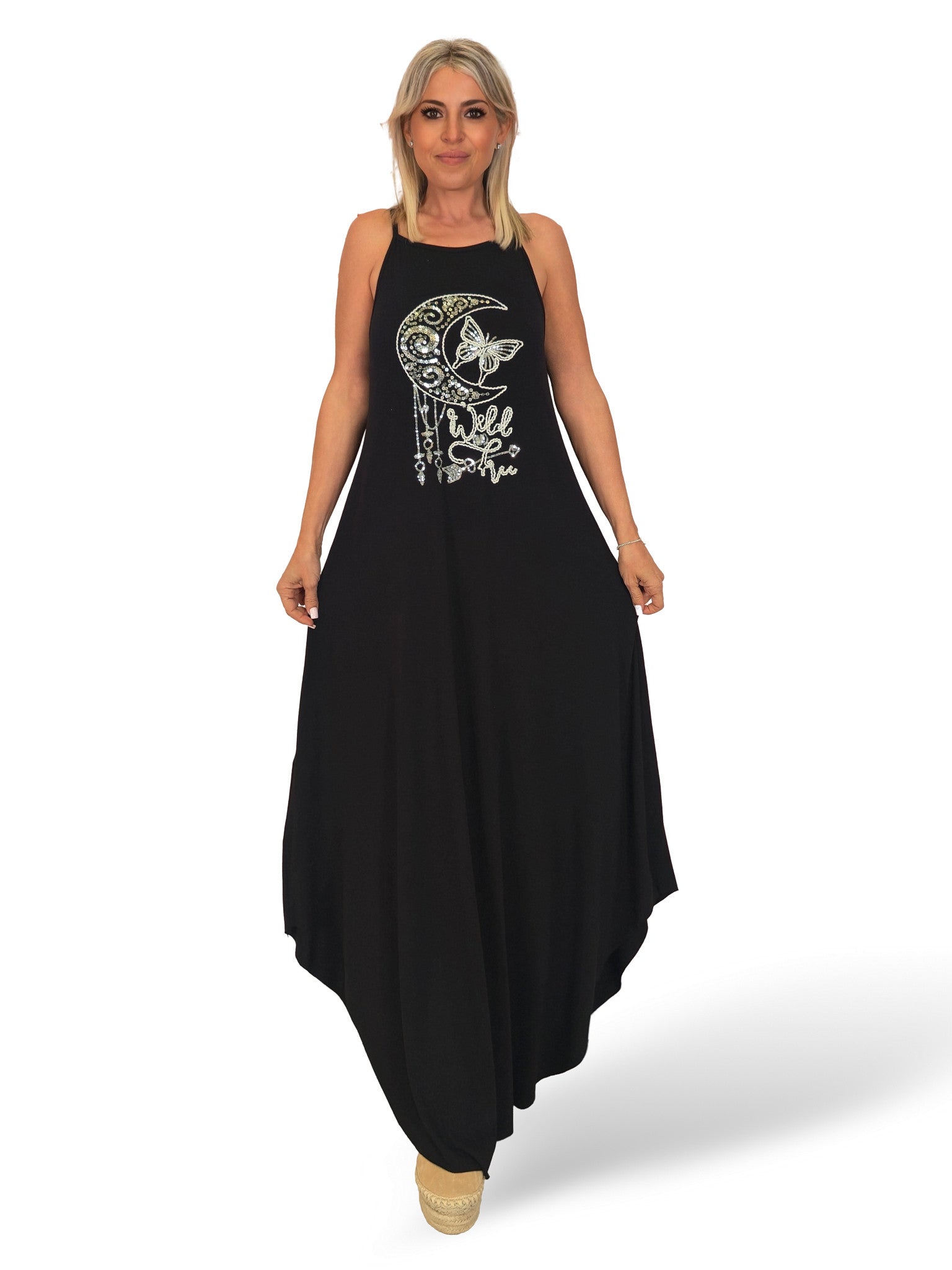 VESTIDO TIRANTES BORDADO LUNA MARIPOSA