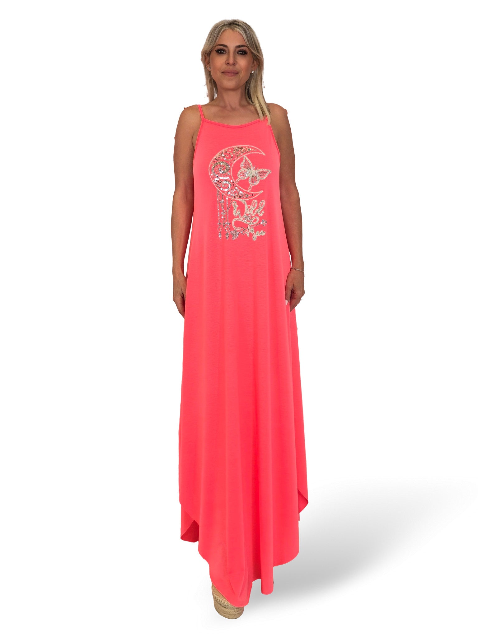 VESTIDO TIRANTES BORDADO LUNA MARIPOSA
