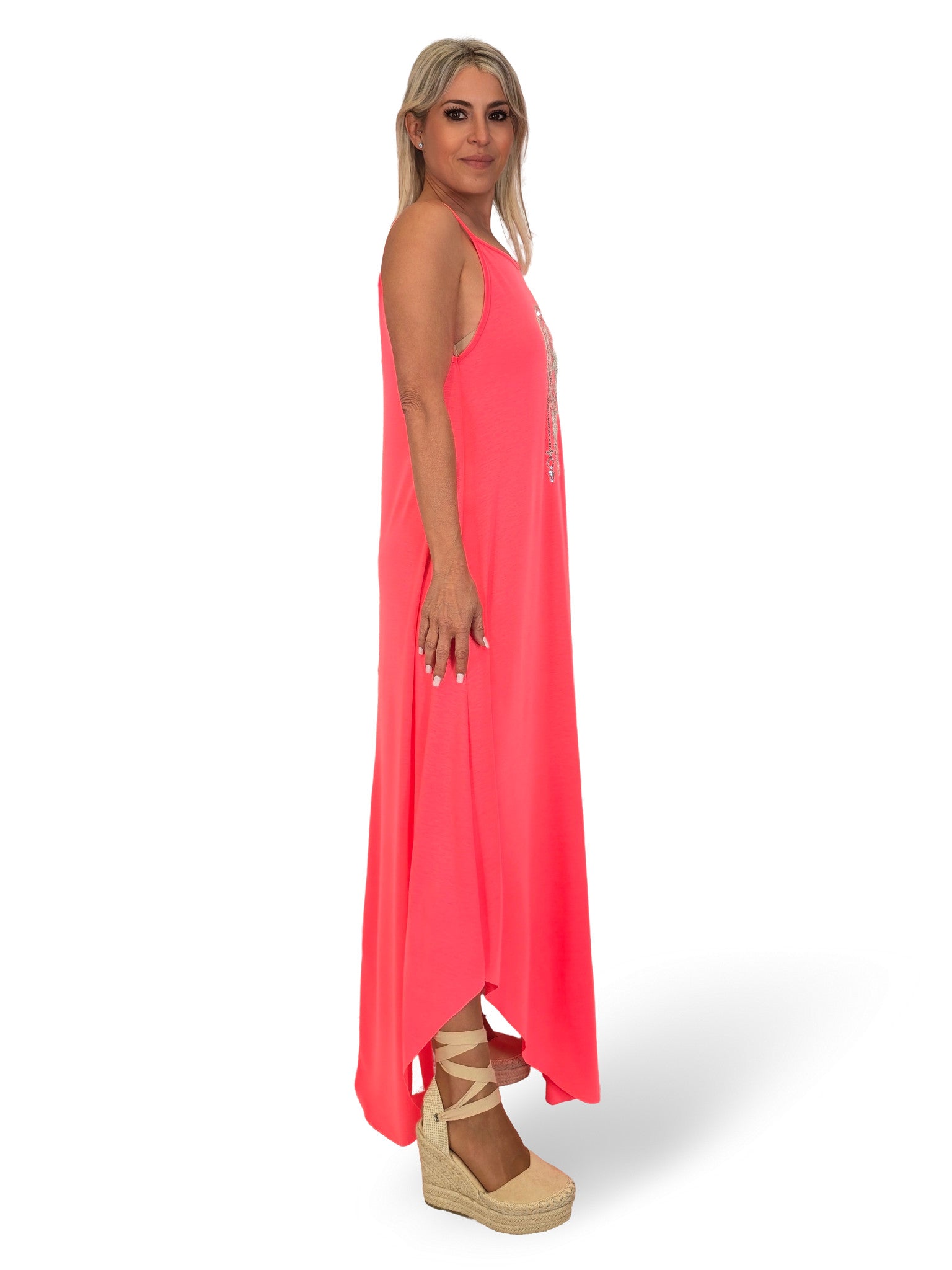 VESTIDO TIRANTES BORDADO LUNA MARIPOSA
