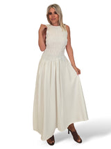 VESTIDO ASIMETRICO NIDO DE ABEJA