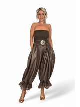 Pantaloni palazzo in similpelle con lacci
