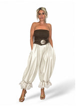 Pantaloni palazzo in similpelle con lacci