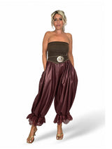 Pantaloni palazzo in similpelle con lacci
