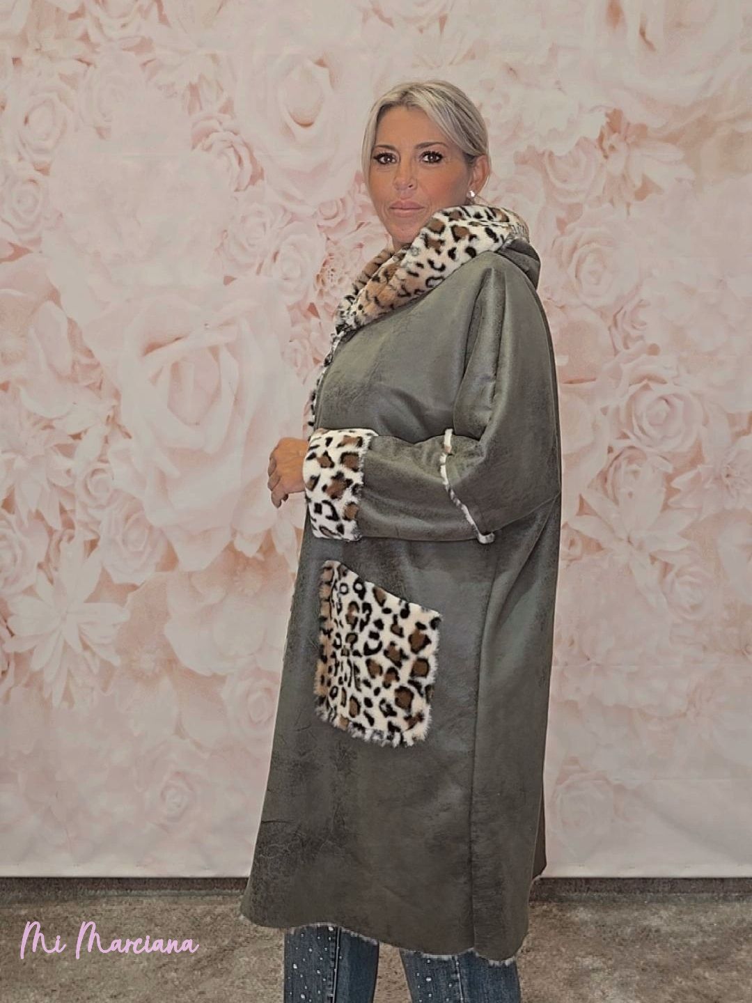 ABRIGO PIEL VUELTA ANIMAL PRINT JOT - Mi Marciana