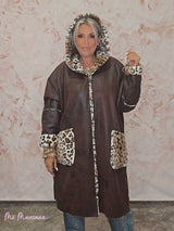 ABRIGO PIEL VUELTA ANIMAL PRINT JOT - Mi Marciana