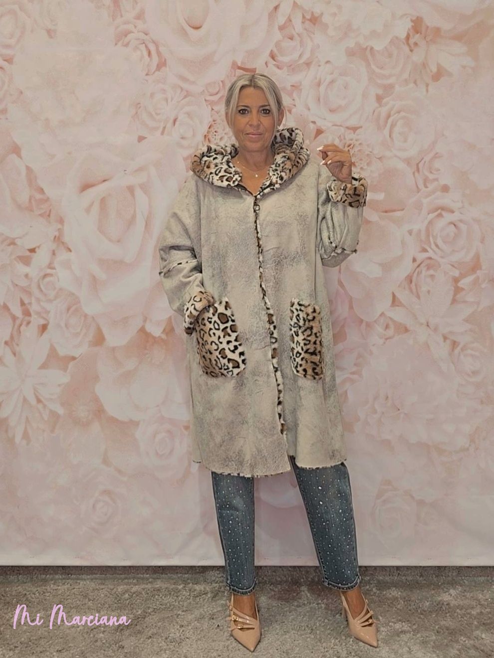 ABRIGO PIEL VUELTA ANIMAL PRINT JOT - Mi Marciana