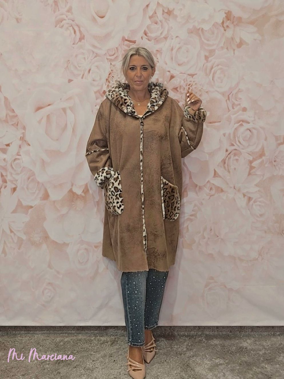 ABRIGO PIEL VUELTA ANIMAL PRINT JOT - Mi Marciana