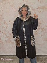 ABRIGO PIEL VUELTA ANIMAL PRINT JOT - Mi Marciana