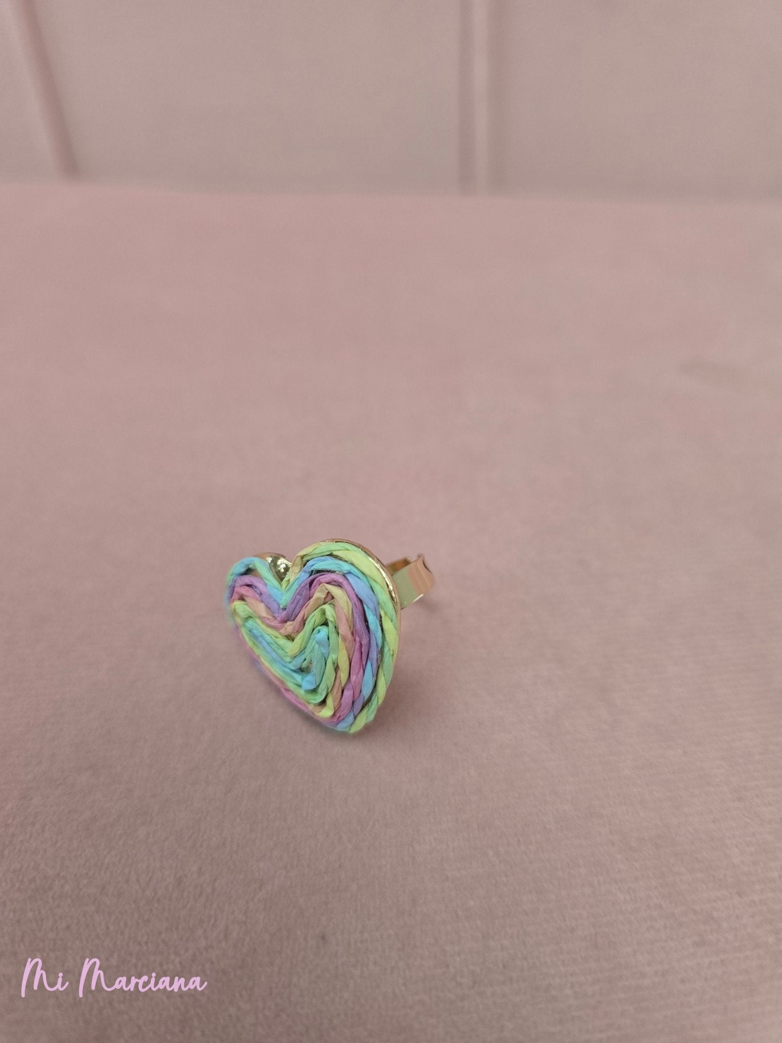 ANILLO CORAZON RAFIA PEQUEÑO - Mi Marciana