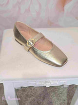 BAILARINAS DORADAS METALIZADO CON HEBILLA - Mi Marciana