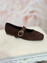 BAILARINAS MARRONES DE ANTE CON HEBILLA DORADA - Mi Marciana