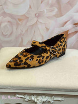 BAILARINAS TACHUELAS ANIMAL PRINT MARRÓN - Mi Marciana