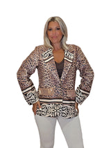 BLAZER ANTELINA ALAS ANIMAL PRINT CON LENTEJUELAS MARRÓN - Mi Marciana