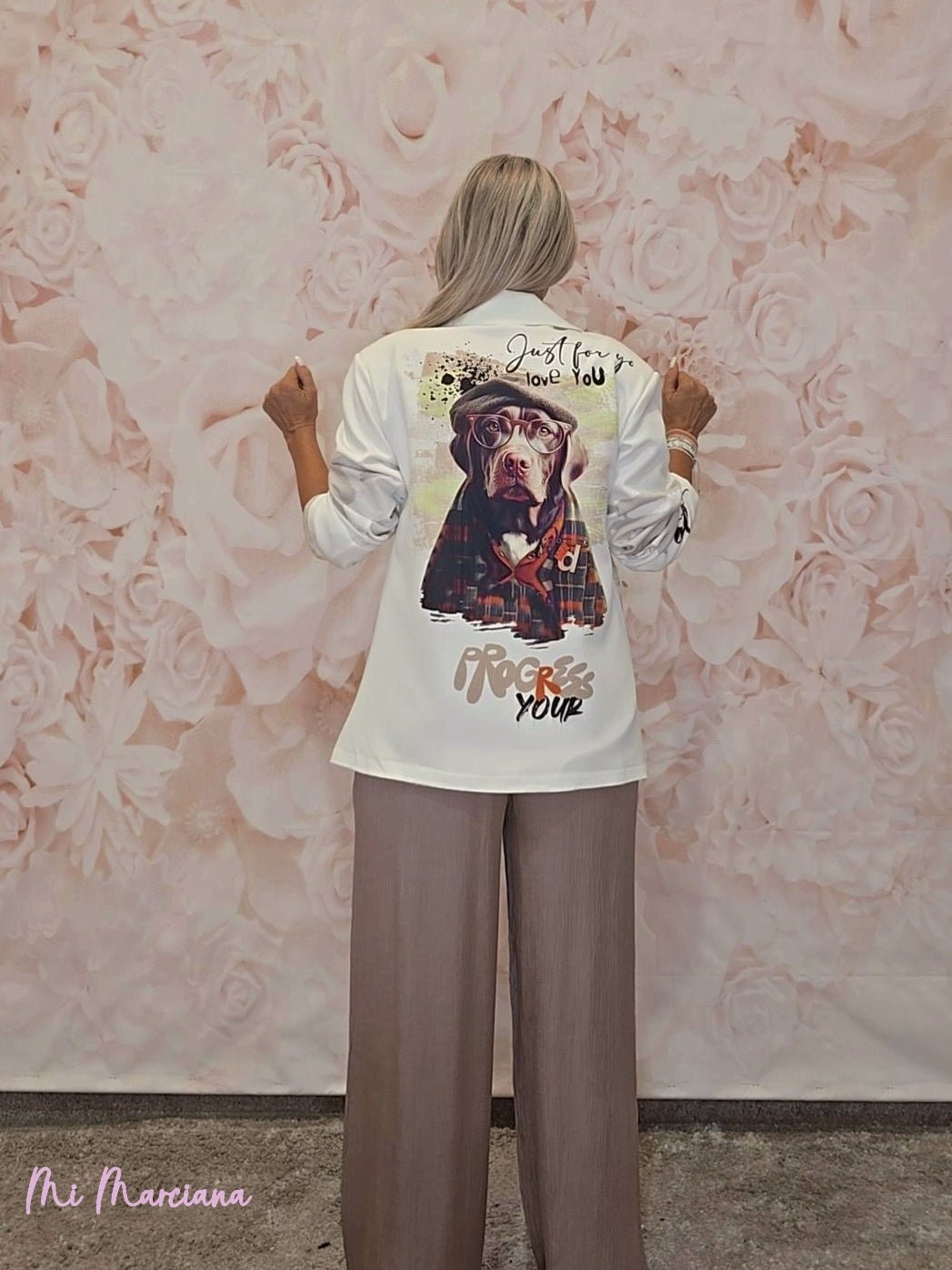 BLAZER DOG METALIZADA BLANCA - Mi Marciana