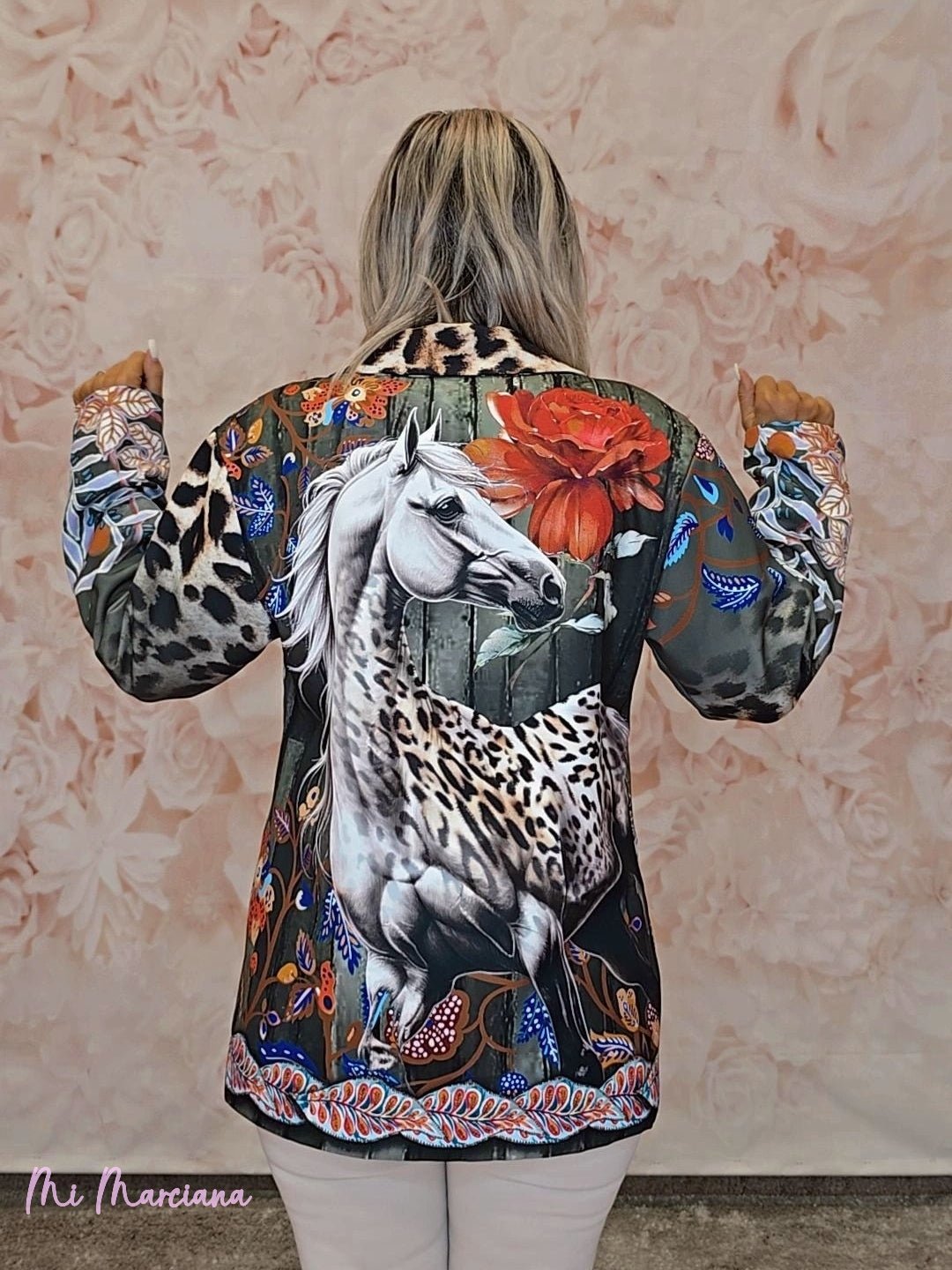 BLAZER ESTAMPADO METALIZADA ANIMAL PRINT CABALLO - Mi Marciana