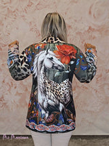 BLAZER ESTAMPADO METALIZADA ANIMAL PRINT CABALLO - Mi Marciana