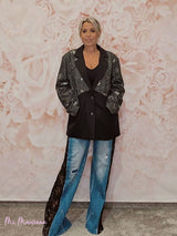 BLAZER OVERSIZE COMBINADA DENIM LENTEJUELAS JOT - Mi Marciana