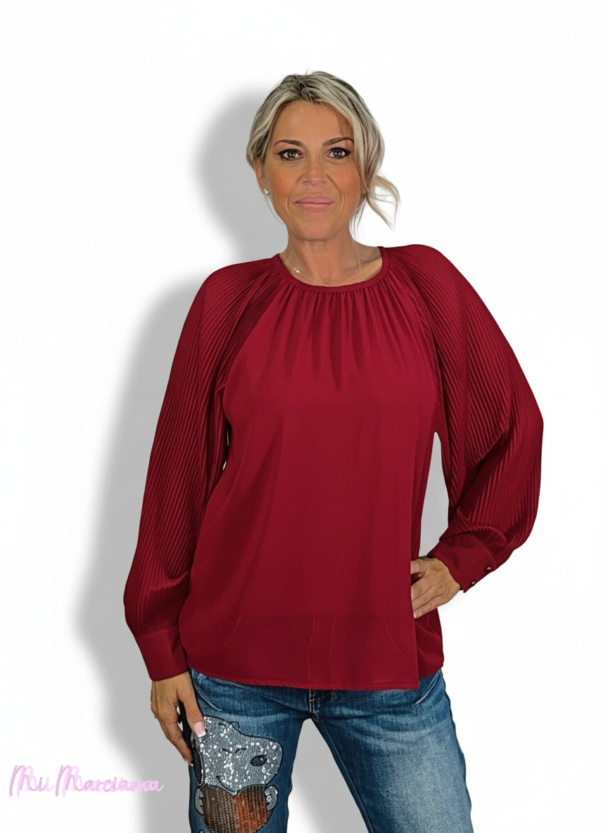BLUSA GASA MANGAS PLISADA