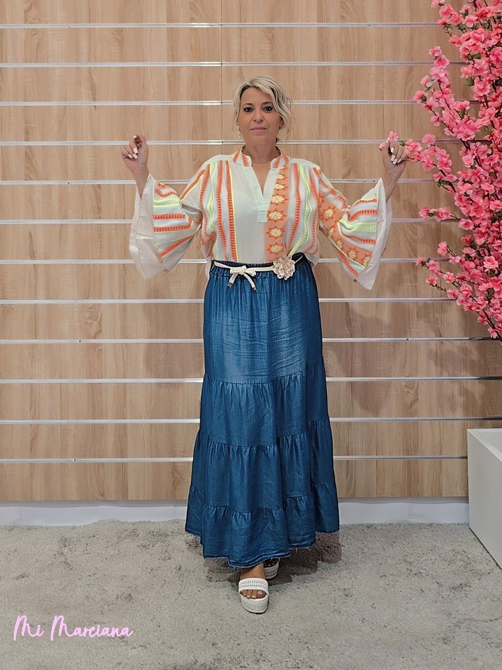 BLUSA ETNICA VERDE FLÚOR - Mi Marciana