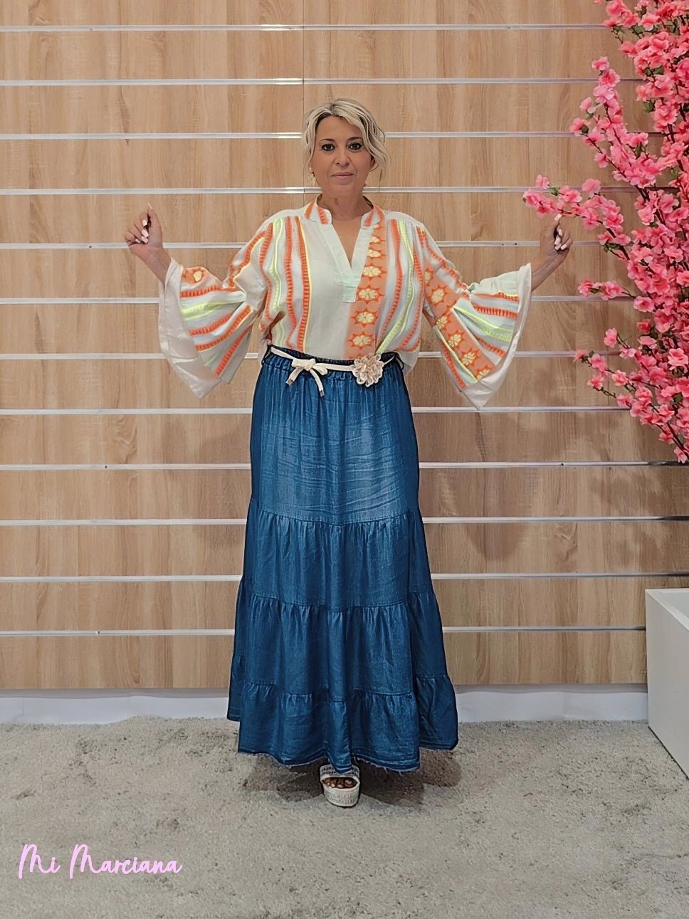 BLUSA ETNICA VERDE FLÚOR - Mi Marciana