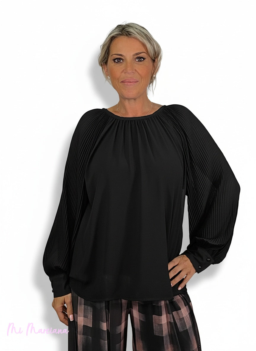 BLUSA GASA MANGAS PLISADA