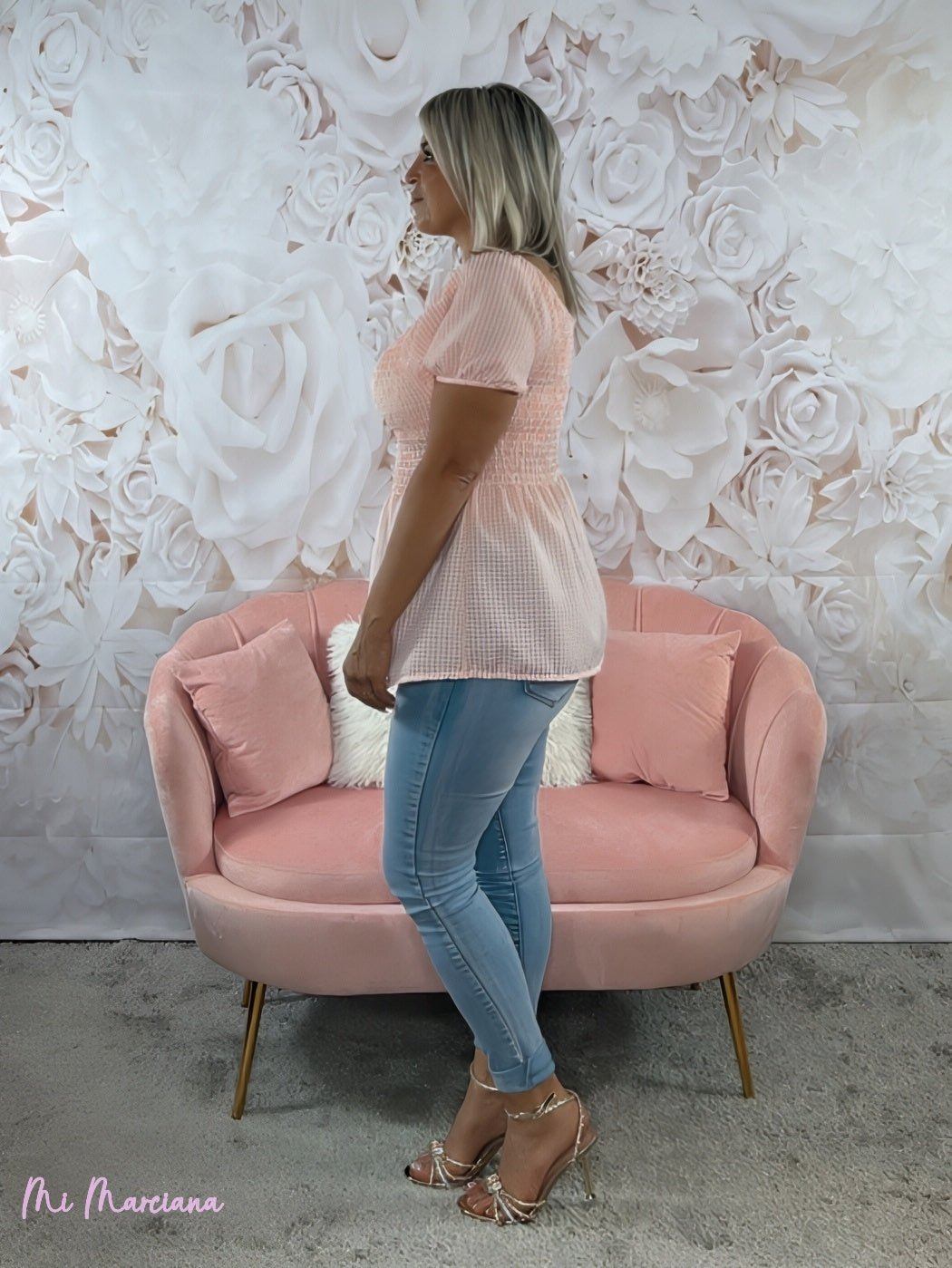 BLUSA NIDO DE ABEJA ROSA VICHY - Mi Marciana