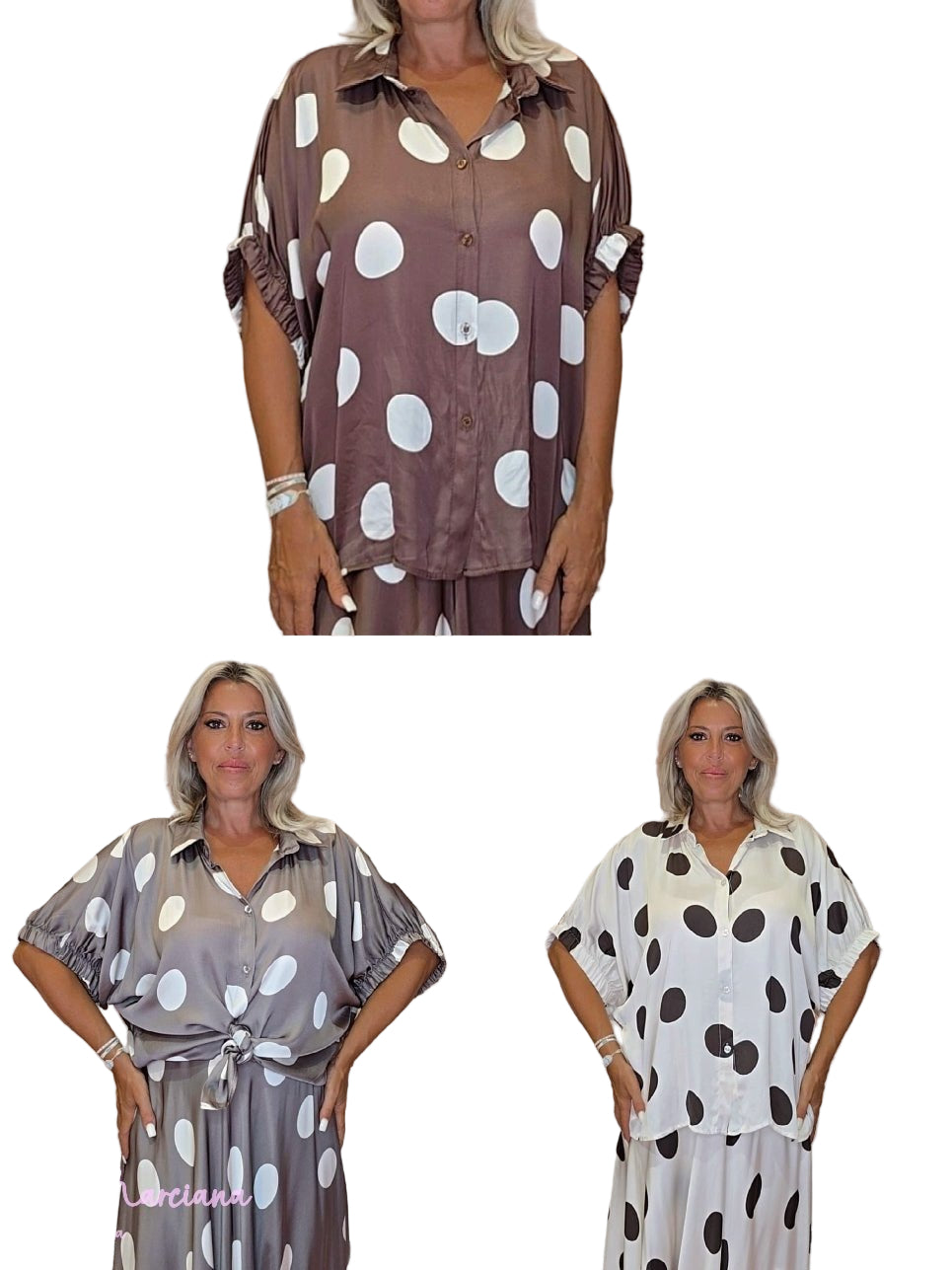 BLUSA OVERSIZE LUNARES SATEN - Mi Marciana