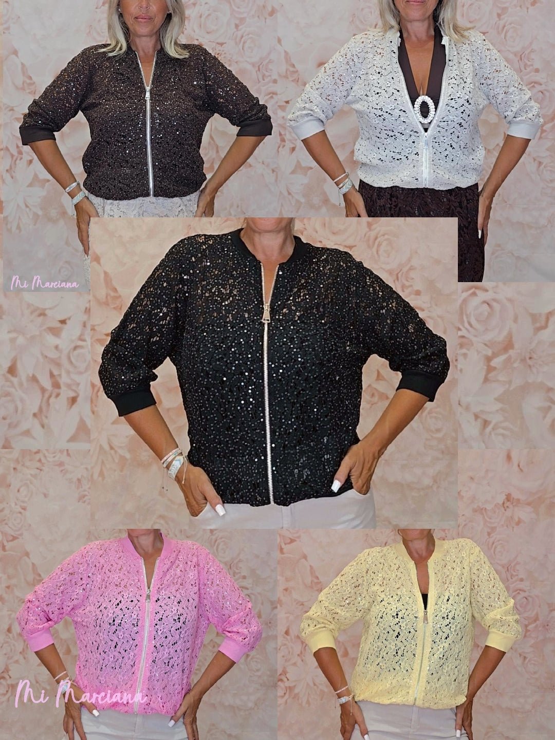 BOMBER ENCAJE LENTEJUELAS - Mi Marciana