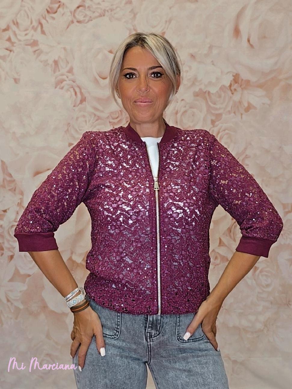 BOMBER ENCAJE LENTEJUELAS - Mi Marciana