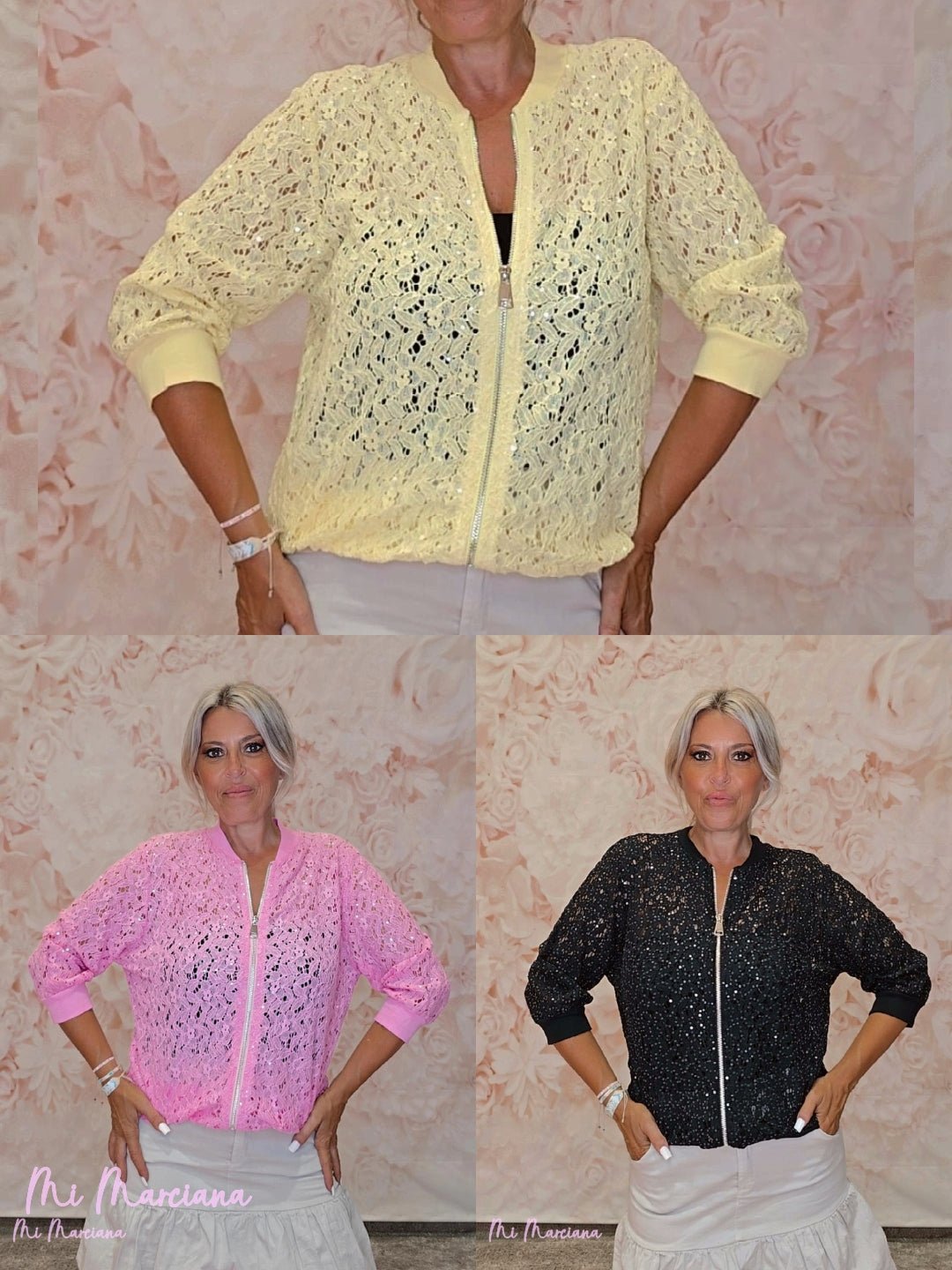 BOMBER ENCAJE LENTEJUELAS - Mi Marciana