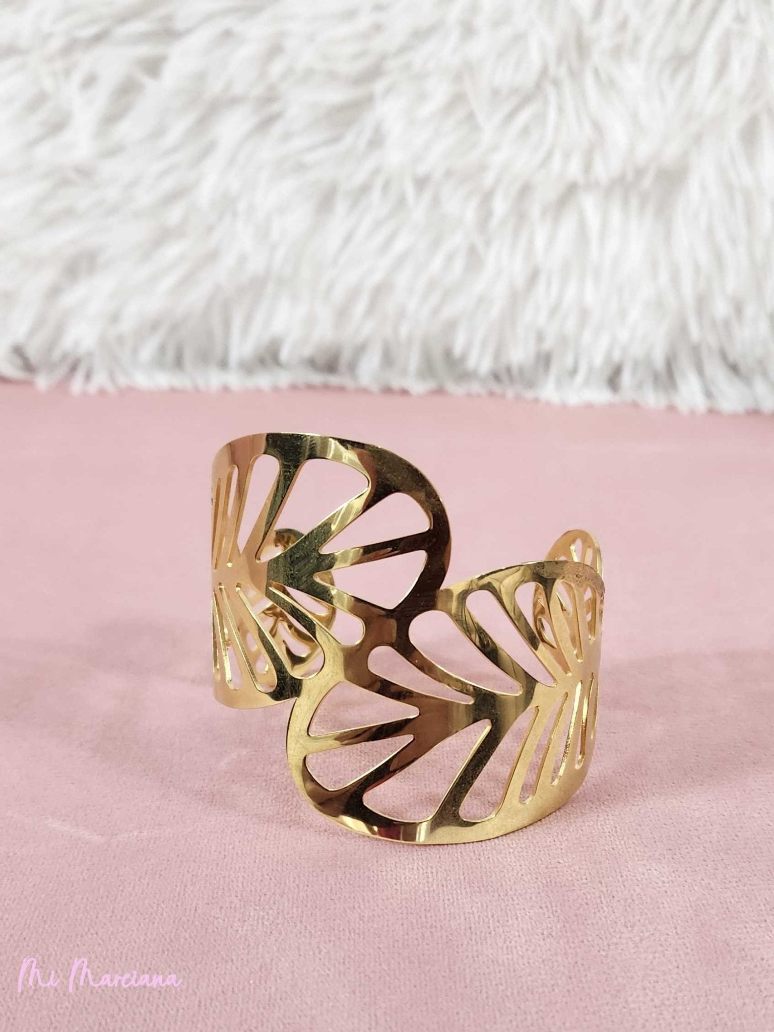 BRAZALETE ACERO HOJAS - Mi Marciana