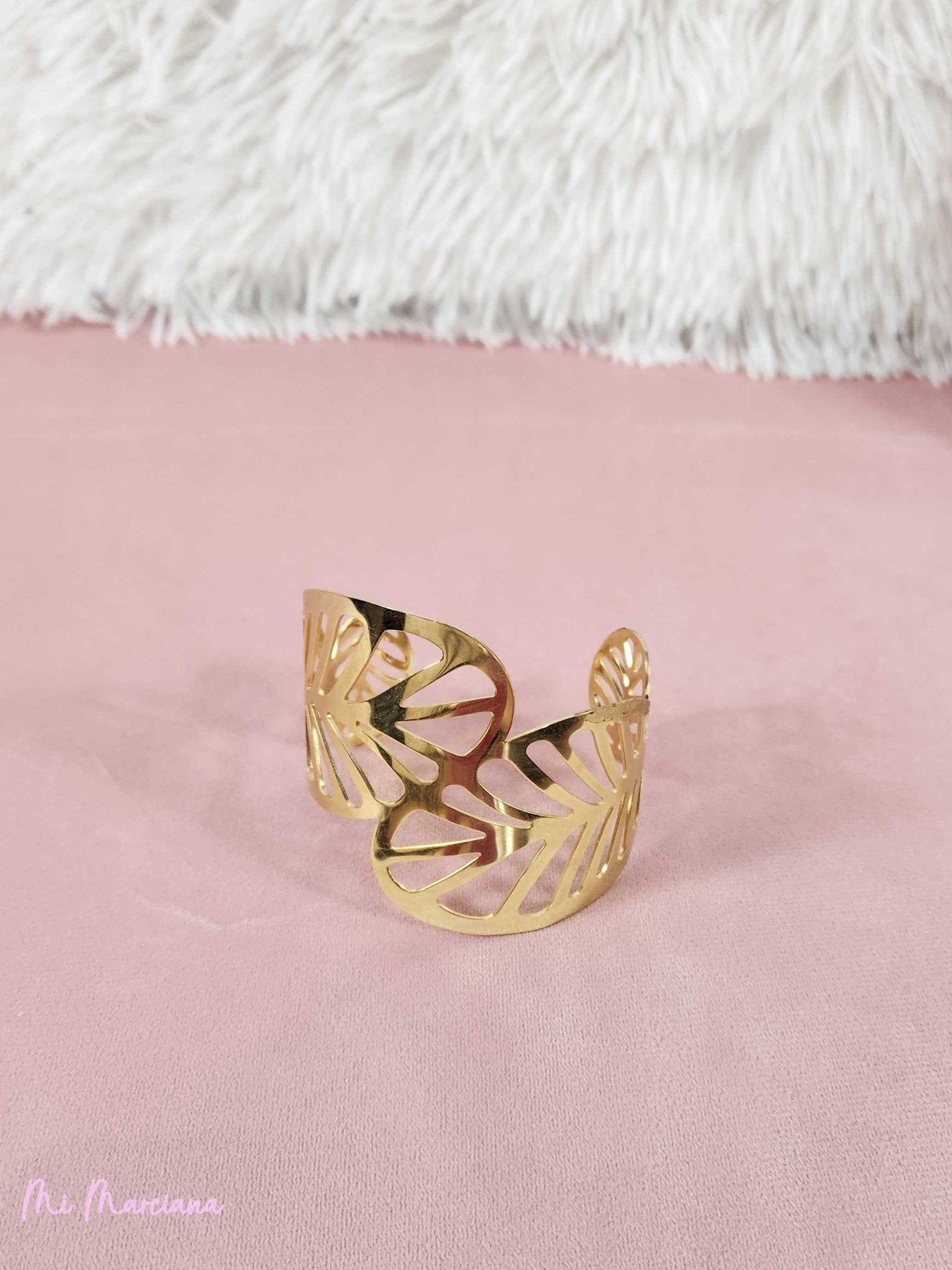 BRAZALETE ACERO HOJAS - Mi Marciana