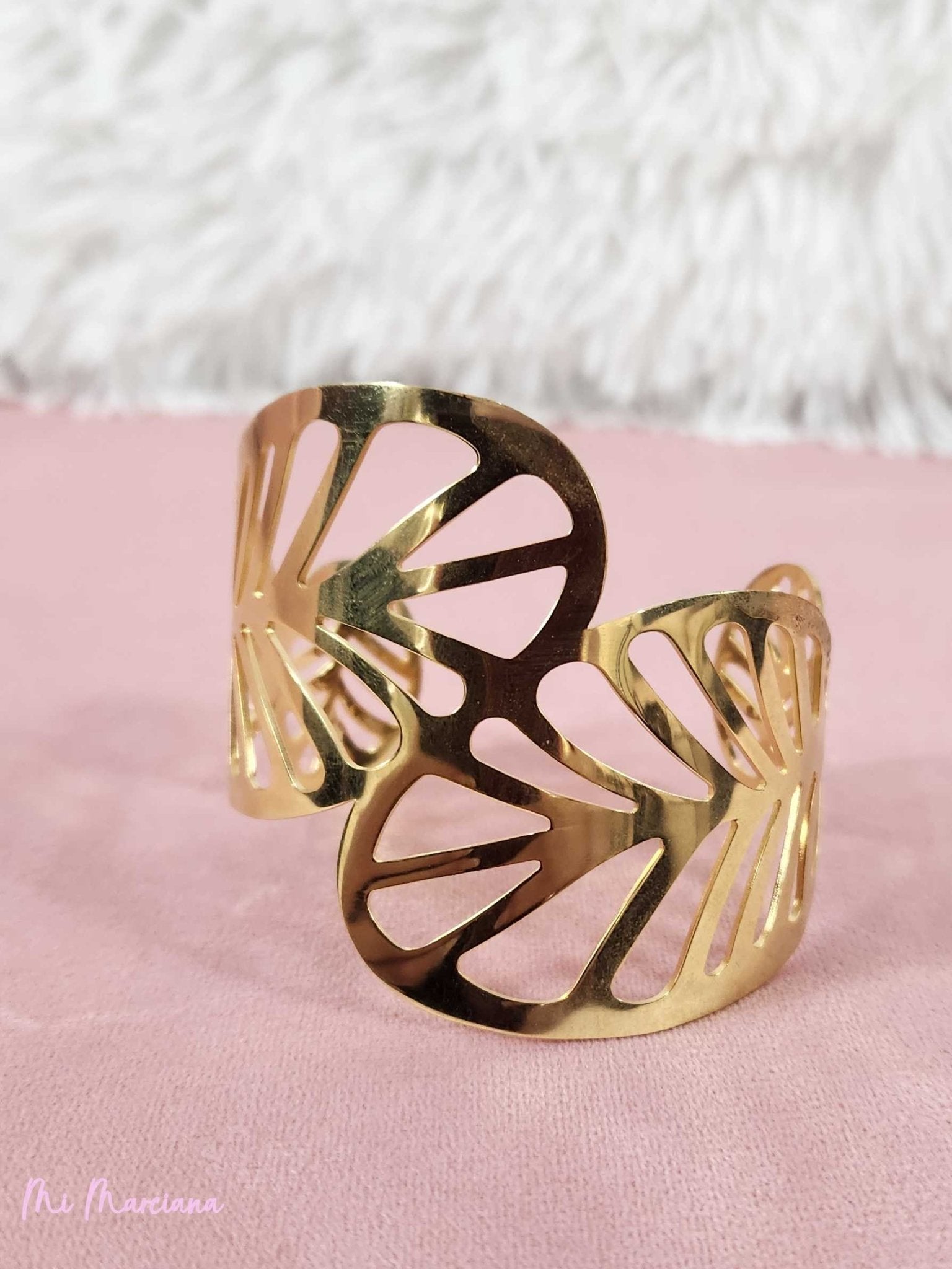 BRAZALETE ACERO HOJAS - Mi Marciana