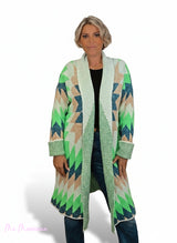 CHAQUETA PUNTO ÉTNICO VERDE JOT