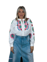 CAMISA BAMBULA FLORES MULTICOLOR BORDADAS - Mi Marciana