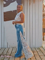 CAMISA DE ENCAJE SIN MANGAS BLANCA - Mi Marciana